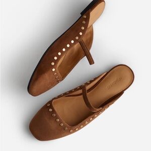 Madewell Greta Studded Suede Flats with Gold Stud Accents, Size 8.5, EUC